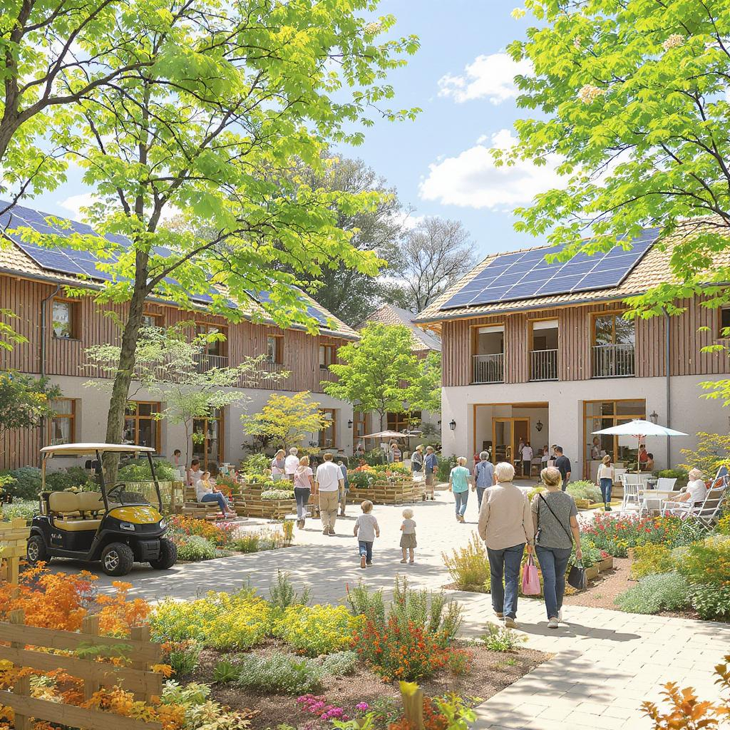 Bewohner und Grünflächen